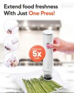 Vacuum Sealer Set with Visible Water Tank, 30 Reusable Bags (S, M, L - 10 Each), Foldable Drying Rack, and Charging Cable – Compact & Powerful Handheld Food Sealer for Freshness