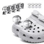 Vagocom 4Pcs Headlights for Croc Shoes, LED Torch Light Charms Accessories for Adults and Kids, 3 Modes Small Flashlight Headlamp Attachment for Hiking,Camping,Dog Walking
