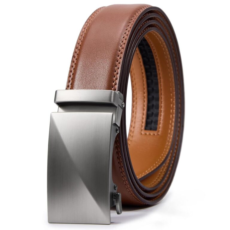 VATAN Men's Belt Leather Ratchet Belt for Men Dress Casual Every Day with Adjustable Buckle, Trim to Fit