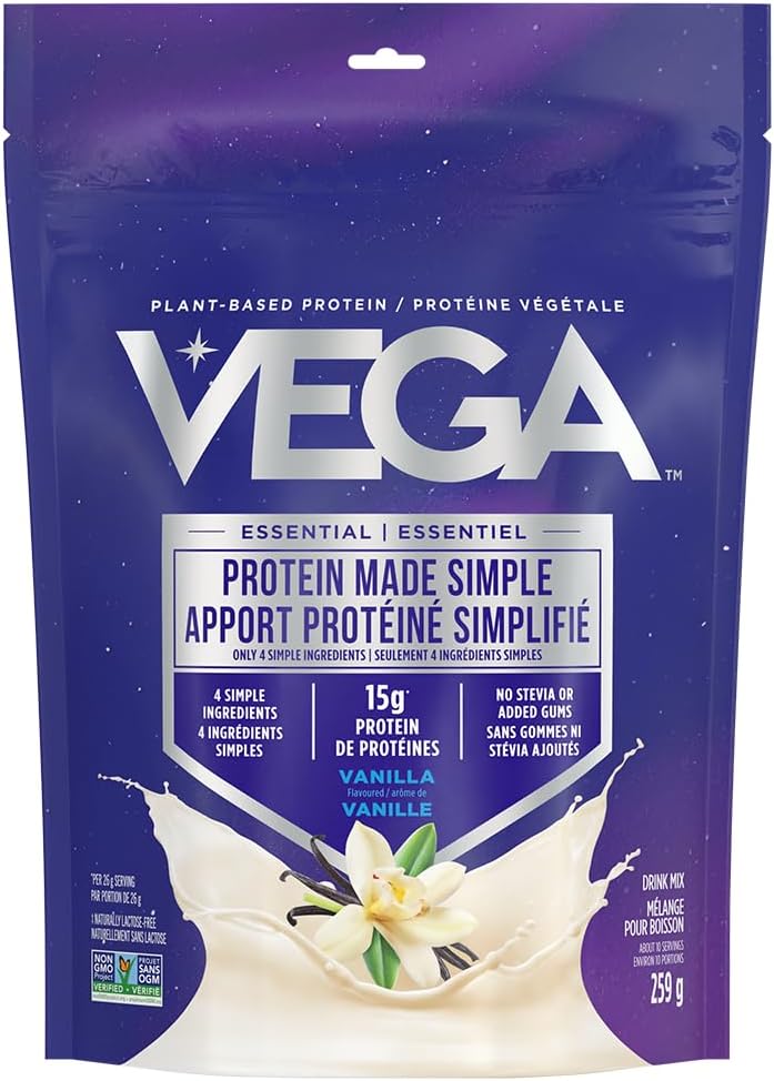 Vega Protein Made Simple, Vanilla, Stevia Free Vegan Plant Based Protein Powder, Healthy, Gluten Free, Pea Protein for Women and Men, 259g (10 Servings)