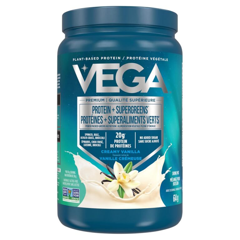 Vega Protein + Supergreens - 20g Plant-Based Pea Protein with Veggies, Vanilla, 21 Servings, Vegan Keto, Non-GMO, Gluten Free, Dairy Free, Low Carb, 614g (Packaging May Vary)
