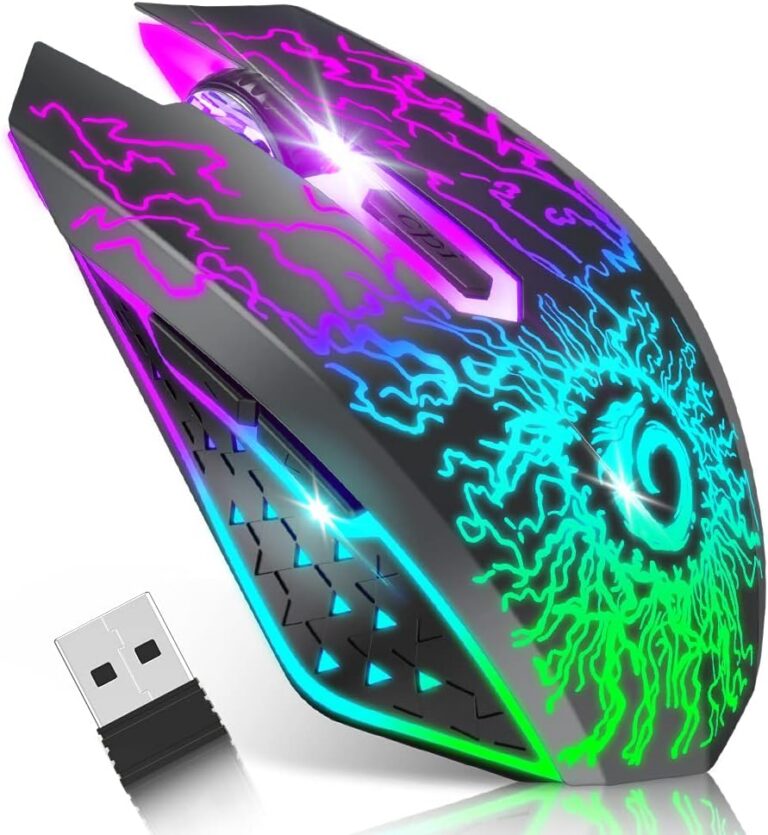 VersionTECH. Wireless Gaming Mouse Rechargeable Computer Mouse Mice Souris with Colorful LED Lights Silent Click 2.4G USB Nano Receiver 3 Level DPI for PC Gamer Laptop Desktop...