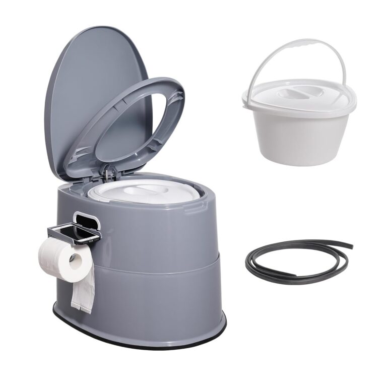 VEVOR Portable Toilet for Camping, Porta Potty with 1.3 Gal Detachable Inner Bucket & Removable Paper Holder, Commode with Dual Lids, Travel Toilet for Adults Kids Outdoor...