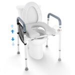 VEVOR Raised Toilet Seat, 7-Position Height Adjustment 19.3" - 25.2", 350lbs Weight Capacity, with Comfort Padded Aluminum Frame, Universal Toilet Seat Riser, for Elderly,...