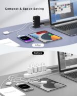 VHBW USB Charging Station for Multiple Devices, 6-Port 50W Desktop Power Centre with 1.8m Cord - Multi-Device Charger for Phones, Tablets & Electronics (Black)