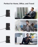 VHBW USB Charging Station for Multiple Devices, 6-Port 50W Desktop Power Centre with 1.8m Cord - Multi-Device Charger for Phones, Tablets & Electronics (Black)