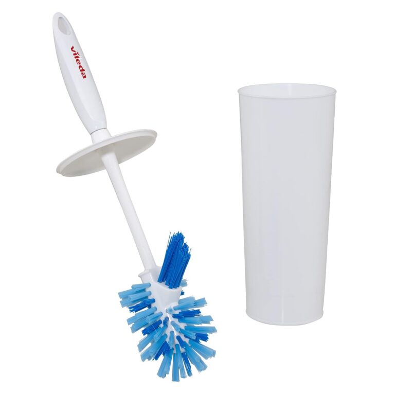 Vileda Toilet Brush and Holder | Convenient Closed Caddy | Strong, Durable Toilet Bowl Cleaner Brush