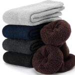 VoJoPi Mens Thermal Socks, 5 Pairs Warm Wool Winter Cozy Cushioned Thick Boot Socks For Hiking Walking Work Casual, Size 7-12