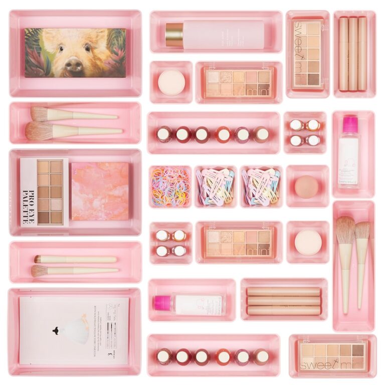 Vtopmart 25 Pack Plastic Drawer Organizers Pink