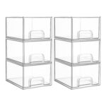 Vtopmart 6 Pack Small Stackable Storage Drawers, Acrylic Organiser, Storage and Organisation for Dresser, Bathroom, Cosmetics, Kitchen, Storage Cabinet