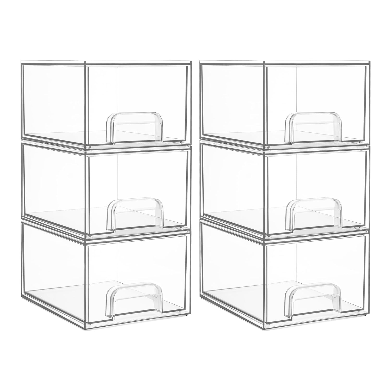 Vtopmart 6 Pack Small Stackable Storage Drawers, Acrylic Organiser, Storage and Organisation for Dresser, Bathroom, Cosmetics, Kitchen, Storage Cabinet Vtopmart 6 Pack Small Stackable Storage Drawers, Acrylic Organiser, Storage and Organisation for Dresser, Bathroom, Cosmetics, Kitchen, Storage Cabinet