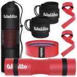WALITO 8Pcs Barbell Pad Set for Hip Thrust - Squat Pad,Gym Accessories for Women with Bar Bad,Bench Press, with Gym Ankle Straps,Resistance Bands for Working Out,Lifting...
