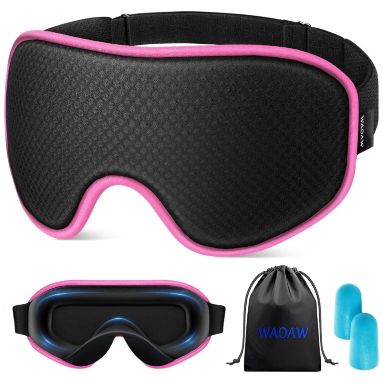 WAOAW Sleep Mask Blackout, Eye Mask for Sleeping - 3D Breathable Soft Comfortable， Adjustable Light Blocking Night Sleeping Mask (Rose red)