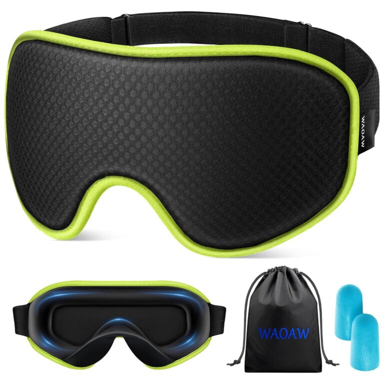 WAOAW Sleep Mask for Women Men , Eye Mask Sleep of 3D Light Blocking Blindfold (Neon Green)