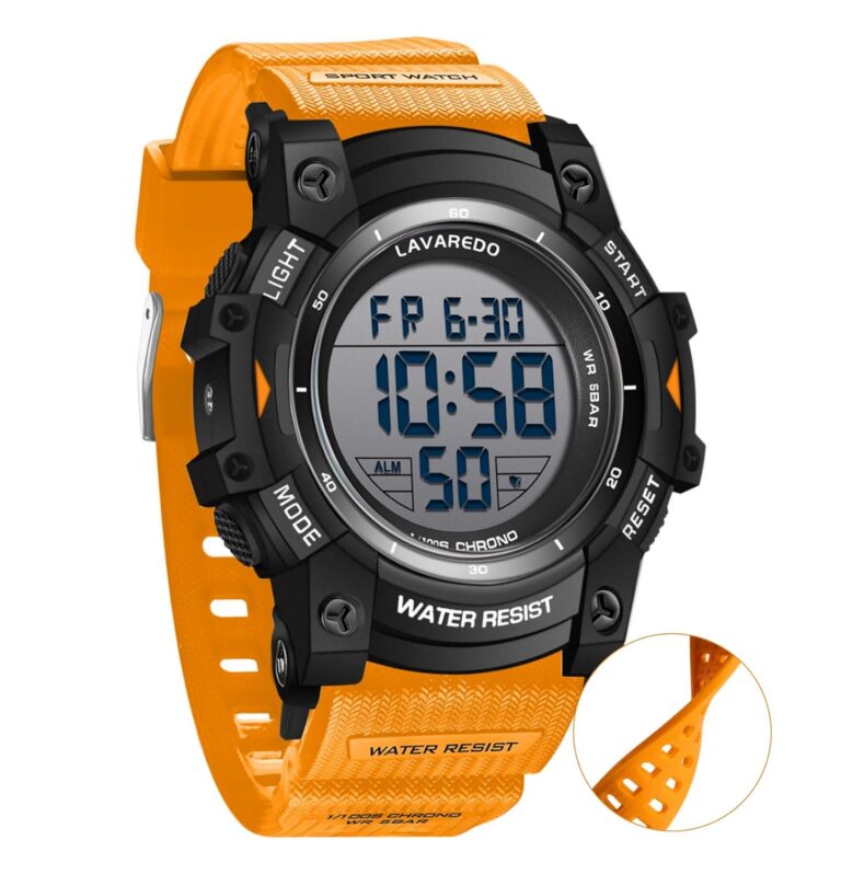 Watches for Men Digital Sport Outdoor Mens Watches 5ATM Waterproof Large Numbers Men's Watch with Resin Strap Military LED Backlight Montre Homme