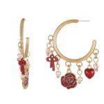 Way to Celebrate Valentine's Day Charm Hoop Earrings, 1 Pair