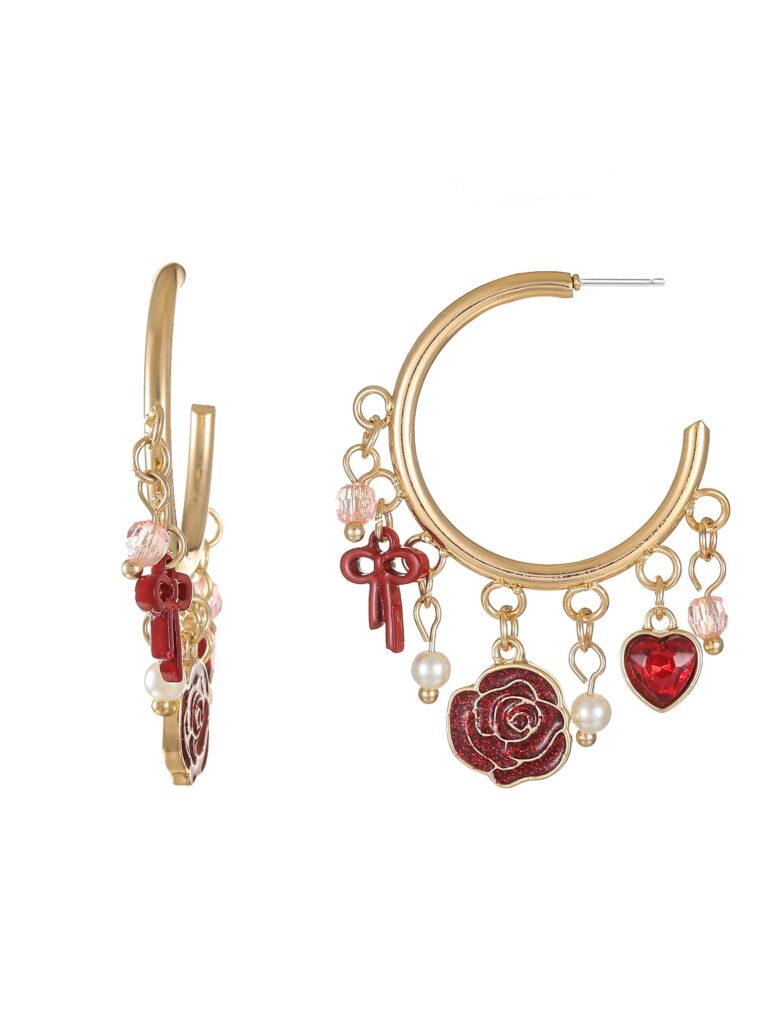 Way to Celebrate Valentine's Day Charm Hoop Earrings, 1 Pair