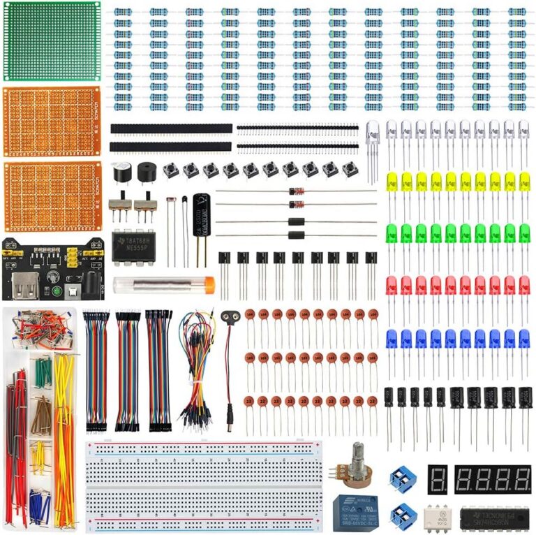 WayinTop Electronics Component Fun Kit w/E-Book, Upgraded Electronic Starter Kit with Breadboard Jumper Wires Kit, PCB Soldering Kit, LEDs & Resisitor Kit for Arduino/for...