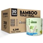 WBM Care Bamboo Toilet Paper, 3-Ply Strength, Tree-Free and Septic Safe, Eco-Conscious and Soft, 250 Sheets per Roll, 30-Roll Pack – Strong, Flexible, Gentle on Skin