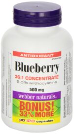 Webber Naturals Blueberry 500 mg, 120 Capsules, Antioxidant Support