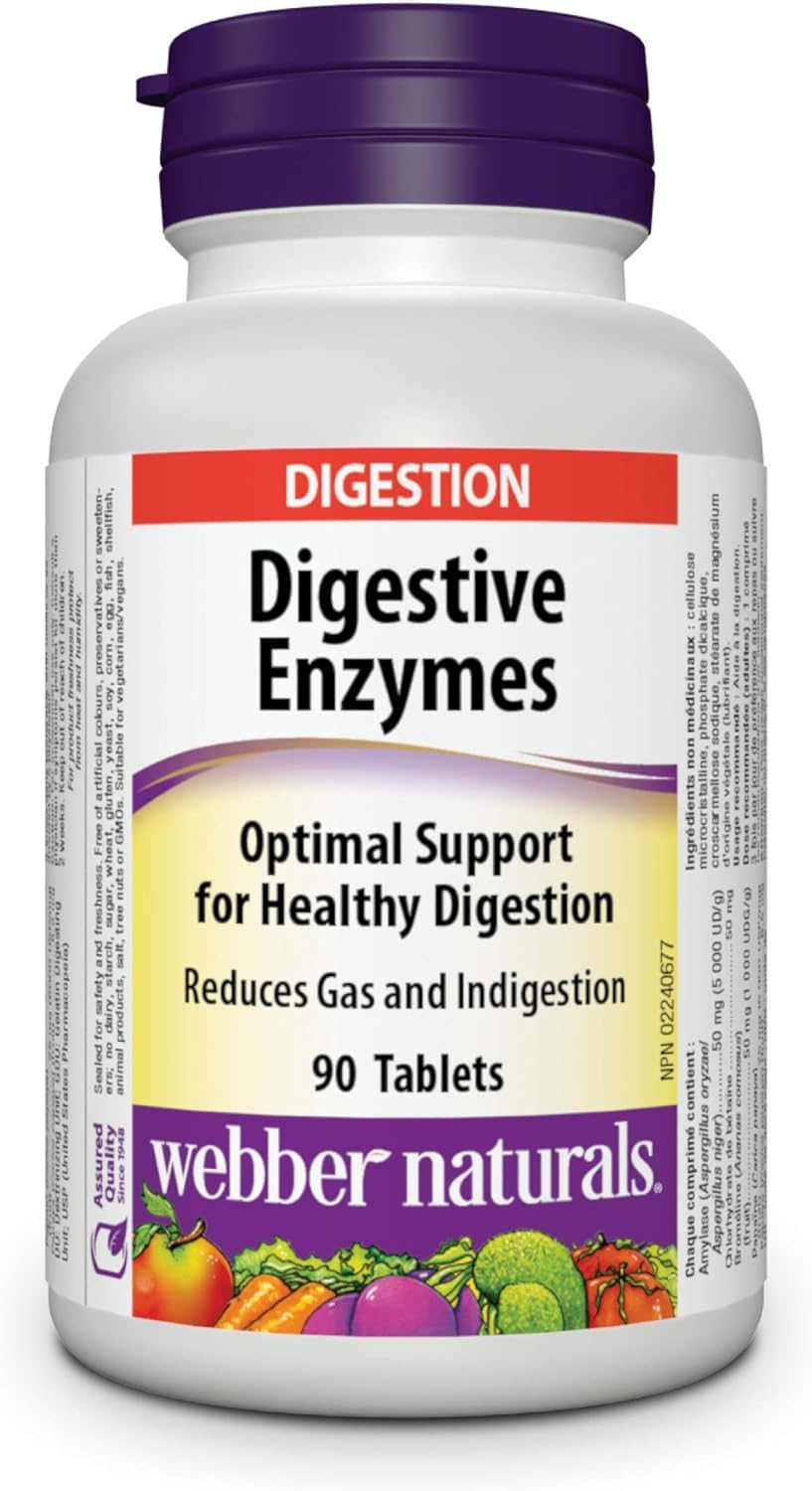 Webber Naturals Digestive Enzymes, 90 Tablets, Digestive Support, Vegan Webber Naturals Digestive Enzymes, 90 Tablets, Digestive Support, Vegan