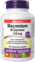 Webber Naturals Magnesium Bisglycinate 200 mg, 120 Capsules, Supports Bone and Muscle Functions, Vegan