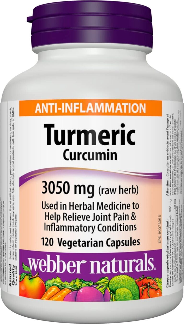 Webber Naturals Turmeric Curcumin, 3,050 mg of Raw Herb, 120 Capsules, Antioxidant Support, Vegan