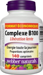 Webber Naturals Vitamin B100 Complex, Timed Release, 140 Tablets, Supports Energy Production and Metabolism, Vegan