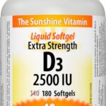 Webber Naturals Vitamin D3 2500 IU Extra Strength, 180 Softgels, For Healthy Bones, Teeth, and Helps Prevent Vitamin D Deficiency