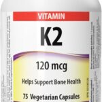 Webber Naturals Vitamin K2 120 mcg, 75 Capsules, MK-7 Formula, Helps Support Bones, Vegan