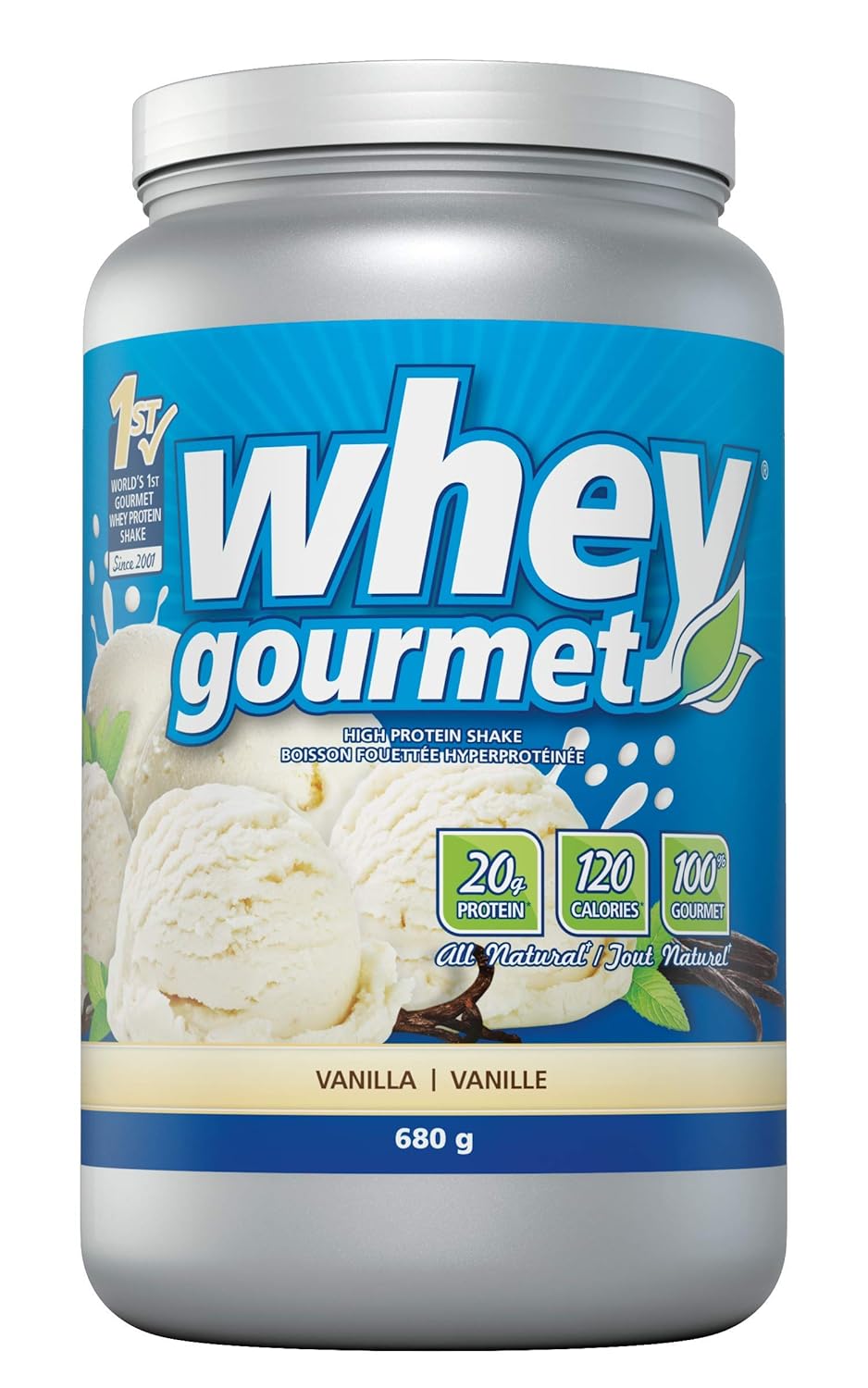 Whey Gourmet - 100% Whey Protein Powder Shake - Natural - No Artificial Flavors, Colors or Sweeteners - Grass Fed Protein Powder - Non-GMO - Vanilla Bean - 680 g Whey Gourmet - 100% Whey Protein Powder Shake - Natural - No Artificial Flavors, Colors or Sweeteners - Grass Fed Protein Powder - Non-GMO - Vanilla Bean - 680 g