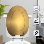 WHFEOIV9RE Elongated Toilet Seat Shiny brushed gold color metal Resin Toilet Seat Slow Quiet Close with Quick-Release Hinges Toilet Seat with Cover Easy to Clean Install