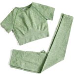 Workout Sets for Women Two Piece Outfits Seamless High Waist Leggings Yoga Crop Tops Athletic Sports Gym Sets