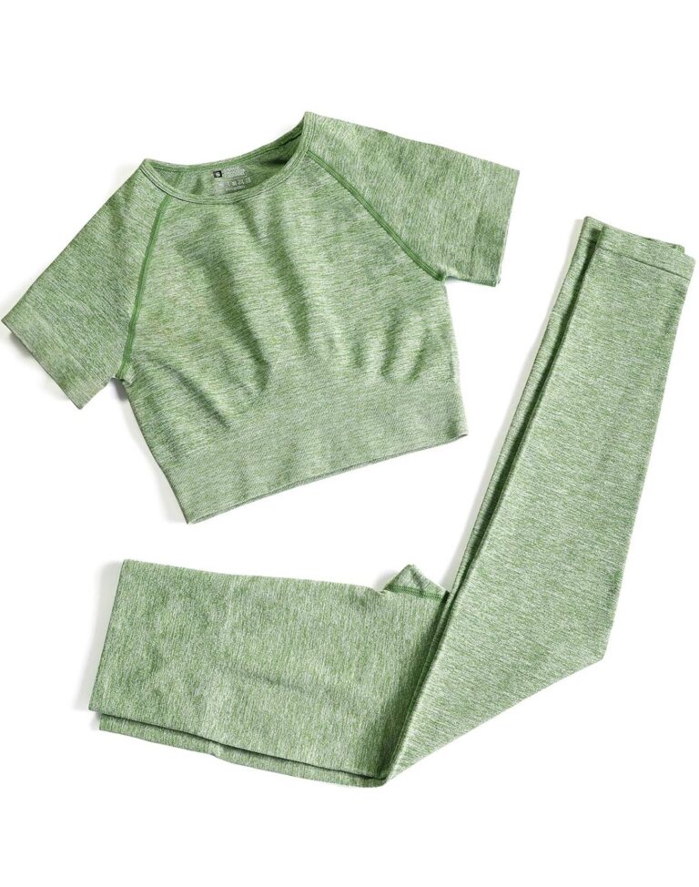 Workout Sets for Women Two Piece Outfits Seamless High Waist Leggings Yoga Crop Tops Athletic Sports Gym Sets