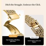 wutwuk Compatible for Apple Watch Band 38mm 40mm 41mm 42mm 44mm 45mm with Case, Jewelry Metal Replacement Strap for iWatch SE Series 8 7 6 5 4 3 2 1, Women's Dressy Bling...