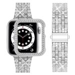 wutwuk Compatible for Apple Watch Band 38mm 40mm 41mm 42mm 44mm 45mm with Case, Jewelry Metal Replacement Strap for iWatch SE Series 8 7 6 5 4 3 2 1, Women's Dressy Bling...