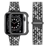 wutwuk Compatible for Apple Watch Band 38mm 40mm 41mm 42mm 44mm 45mm with Case, Jewelry Metal Replacement Strap for iWatch SE Series 8 7 6 5 4 3 2 1, Women's Dressy Bling...