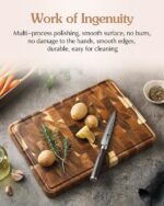XINZUO Acacia Wood Cutting Board for Kitchen End Grain Cutting Board (13.8''L x 9.8''W x 1''T)-Wooden Chopping Board Meat Cutting Board with Non-Slip Feet, Side Handles and...