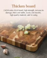 XINZUO Acacia Wood Cutting Board for Kitchen End Grain Cutting Board (13.8''L x 9.8''W x 1''T)-Wooden Chopping Board Meat Cutting Board with Non-Slip Feet, Side Handles and...