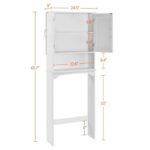 Yaheetech Over The Toilet Cabinet with Inner Adjustable Shelf, Double Door Bathroom Storage Organizer, Taller Wooden Free Standing Toilet Rack with Open Storage Shelf, White