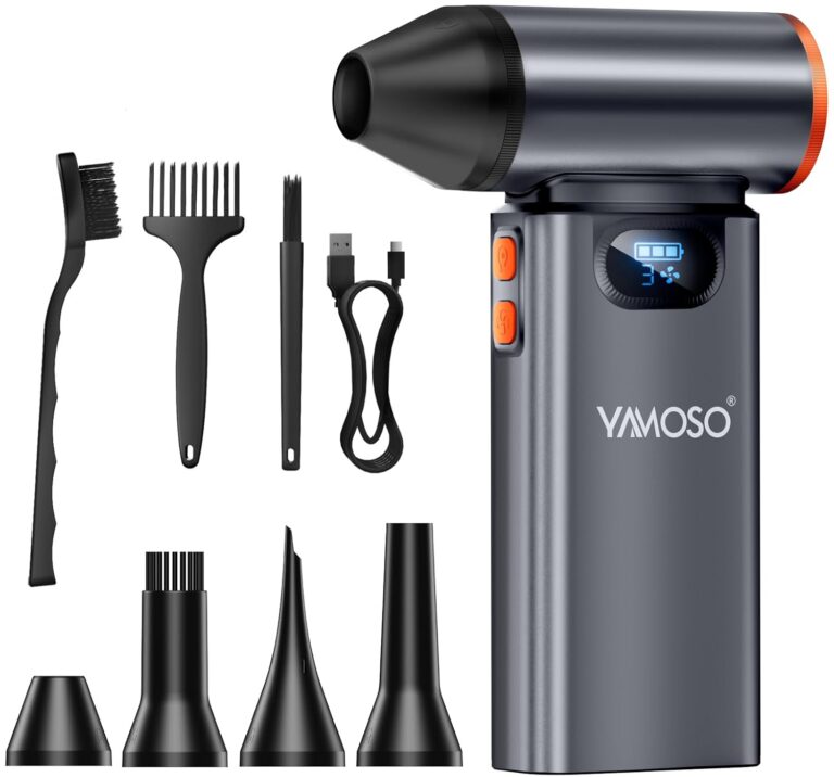 YAMOSO Electric Compressed Air Duster, 180000RPM Electric Air Duster, 4-Speed Adjustable Cordless Dust Blower with 8000mAh Battery, Mini Blower for PC, Keyboard, Car, Home,...