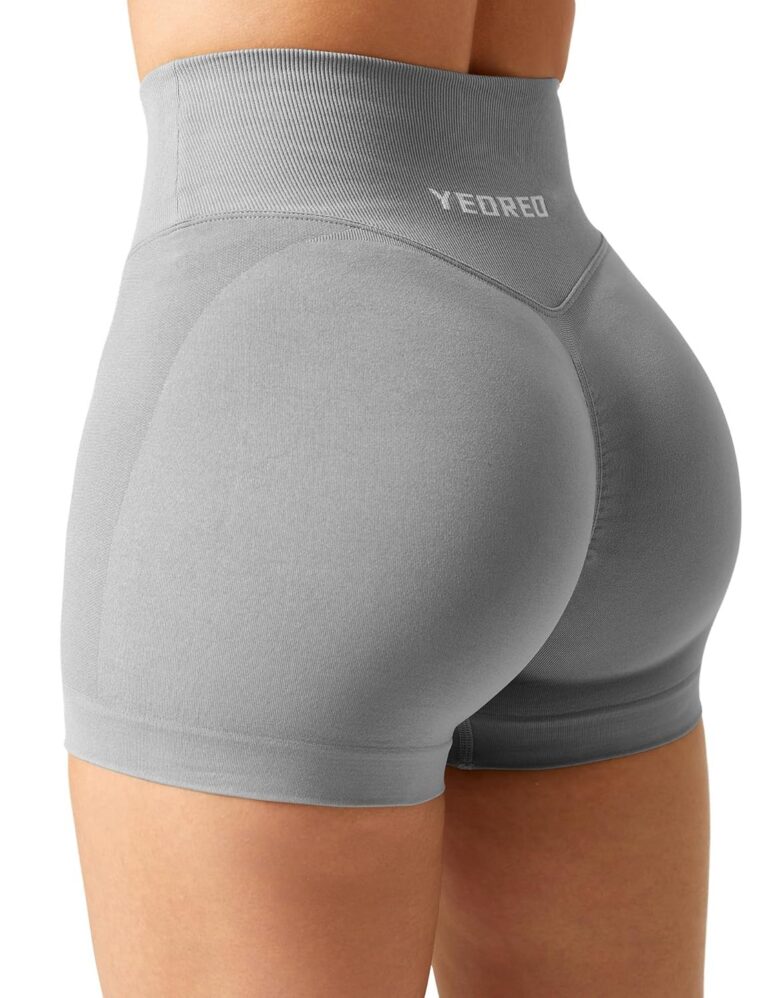 YEOREO Scrunch Butt Workout Shorts Women 3.5" Seamless V Cross Waist Sport Gym Amplify Impact Shorts