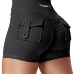 YEOREO Scrunch Workout Shorts with Pockets Charm Gym Biker Shorts for Women High Waisted Yoga Booty