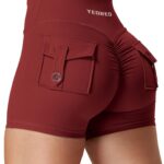 YEOREO Scrunch Workout Shorts with Pockets Charm Gym Biker Shorts for Women High Waisted Yoga Booty