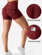 YEOREO Scrunch Workout Shorts with Pockets Charm Gym Biker Shorts for Women High Waisted Yoga Booty