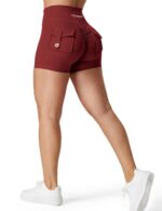 YEOREO Scrunch Workout Shorts with Pockets Charm Gym Biker Shorts for Women High Waisted Yoga Booty