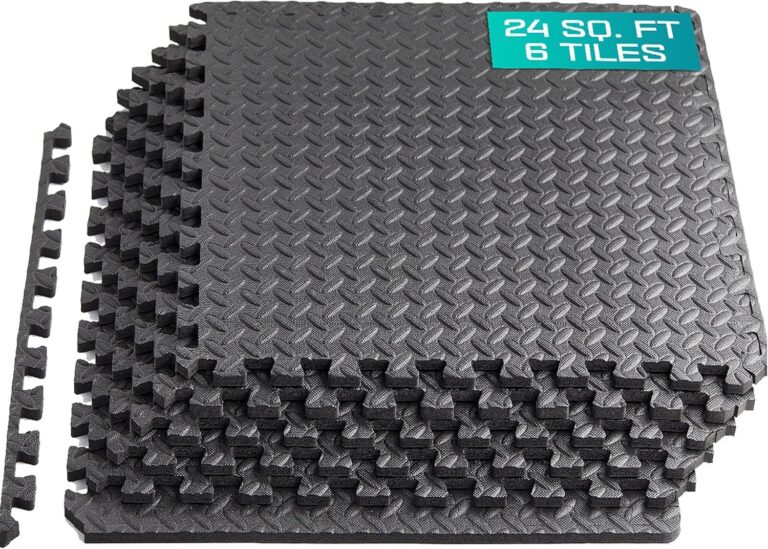 Yes4All EVA Interlocking Mats, Puzzle Floor Tiles, Foam Floor Padding with Border for Furniture, Home Space, Living Room, Garage - Black and Gray, 2.23 m2