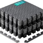 Yes4All EVA Interlocking Mats, Puzzle Floor Tiles, Foam Floor Padding with Border for Furniture, Home Space, Living Room, Garage - Black Gray, 1.39 m2