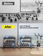 YOLEO Dumbbell Rack - 3 Tier & 5 Tier Compact Weight Rack for Dumbbell, Kettlebell, Barbell, Heavy Duty Weight Storage Organizer, Space-Saving Dumbbell Storage Stand Holder for...