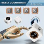 Yomvwavo Rechargeable Pomodoro Cube Timer - 4 Preset Time Settings (5/10/25/50 Min) & Custom Countdown, Portable Productivity Visual Timer for Kids & Adults, ADHD, Classroom,...